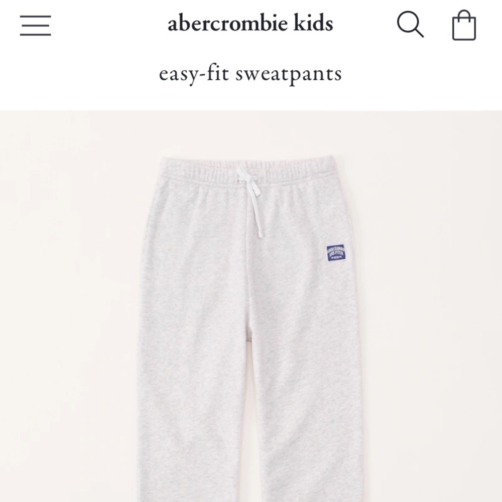 Girls abercrombie kids easy-fit sweatpants, size 9/10, heather grey